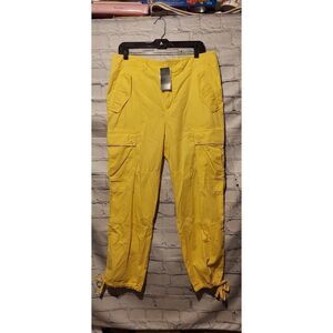 Lauren Ralph Lauren Womens 12 Featherweight Twill Cargo Ankle Pants Yellow NWT